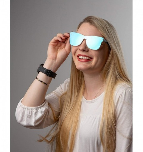 Aviator Inner Vision Classic Full Mirror Polarized Sunglasses - Black Frame/Teal Lens - CN18CA5XGIQ $33.59