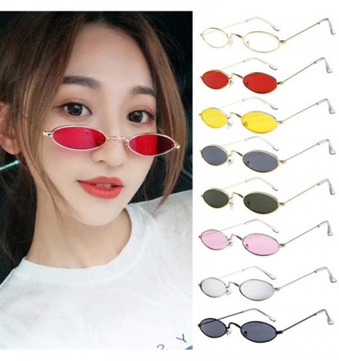 Oval Vintage Oval Sunglasses For Women- Small Metal Frame Candy Color Outdoor Eyewear Fashion Uv Protection Sunglasses - CY18...