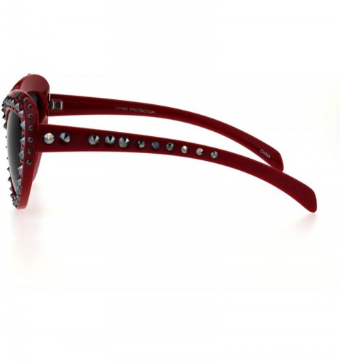 Oversized Womens Metal Stud Luxury Diva Plastic Oversize Cat Eye Sunglasses - Red Black - CK18E0Y8YCU $19.31