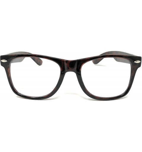 Oversized Nerd Glasses Classic Fashion Frame Clear Lens Square Round Rectangle - Tortoise Classic Horn Rim- Clear - CY18X8GZG...