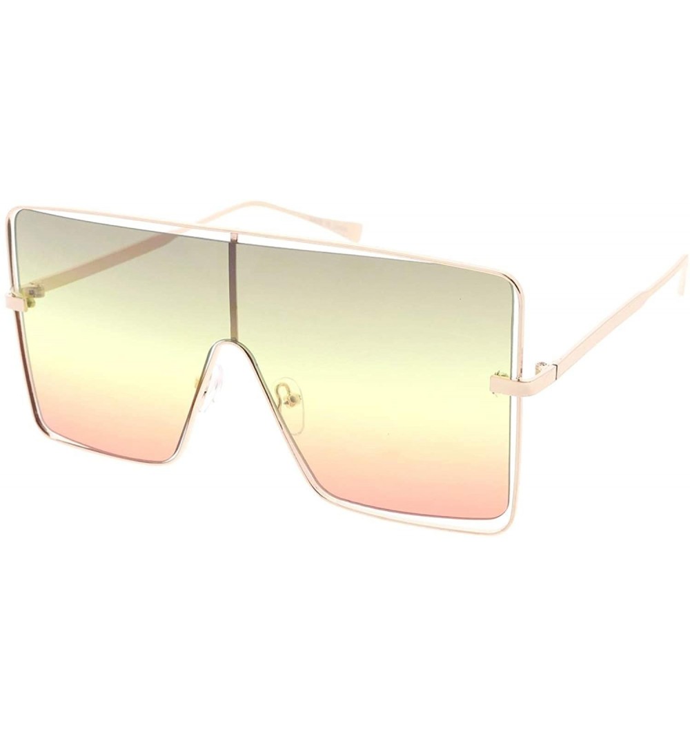 Square Flat Top Square Frame Aviator 80s Retro Fashion Sunglasses - Brown - C618UERRAA9 $9.10