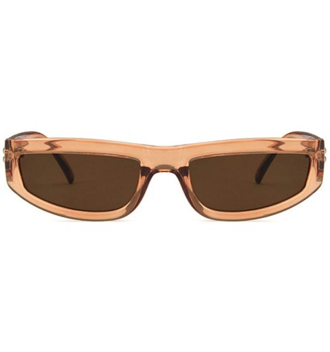 Rectangular Unisex Sunglasses Fashion Bright Black Grey Drive Holiday Rectangle Non-Polarized UV400 - Champagne Brown - CP18R...