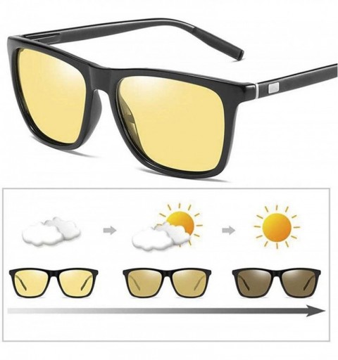 Rectangular Photochromic Polarized Sunglasses Men Women for Day and Night Driving Glasses - A387t-yellow - CK18YWCRSUW $22.94