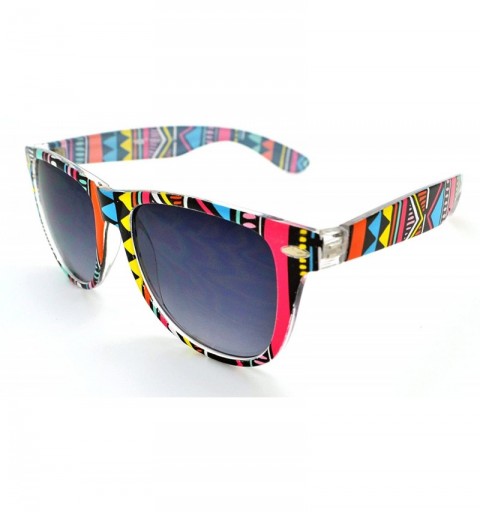 Round Lightweight Mens & Womens Retro Wayfarer Sunglasses w/FREE Microfiber Pouch - Aztec Pattern - CW12L4SN4AZ $9.41