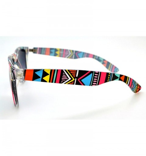 Round Lightweight Mens & Womens Retro Wayfarer Sunglasses w/FREE Microfiber Pouch - Aztec Pattern - CW12L4SN4AZ $9.41