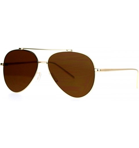 Aviator Super Flat Lens Aviator Sunglasses New Hipster Fashion Thin Metal Rim - Gold - CW12BPFG9I7 $9.12