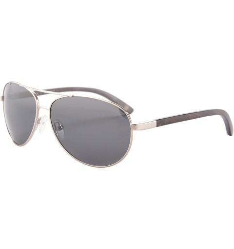 Aviator Handmade Polarized Wood Sunglasses Classic Wooden Sun Glasses UV400 Protection - 1538 - Sliver - CP188YDNUIH $42.88