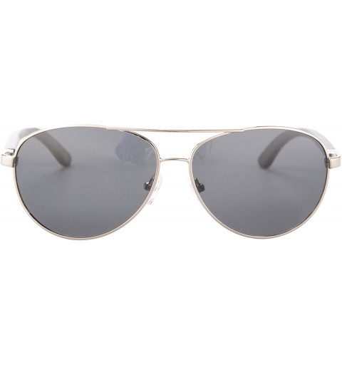 Aviator Handmade Polarized Wood Sunglasses Classic Wooden Sun Glasses UV400 Protection - 1538 - Sliver - CP188YDNUIH $25.83