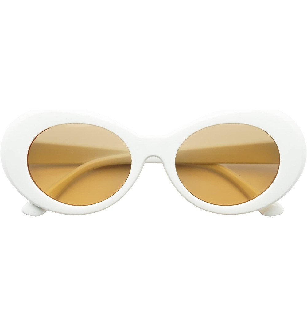 Round 50's Vintage Oval Bold Nirvana Inspired Color Pantone Lens Sunglasses - White / Orange Lens - CV182ZA82G7 $12.83