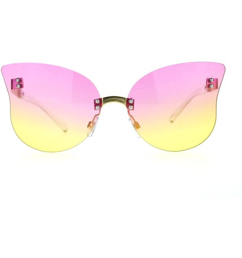 Rimless Womens Oceanic Color Gradient Butterfly Rimless Fashoin Sunglasses - Pink Yellow - CE12G7GVVO1 $10.85