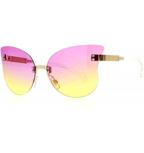 Rimless Womens Oceanic Color Gradient Butterfly Rimless Fashoin Sunglasses - Pink Yellow - CE12G7GVVO1 $10.85