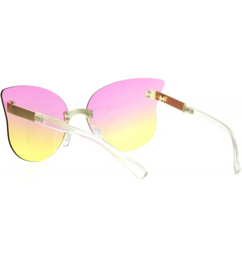 Rimless Womens Oceanic Color Gradient Butterfly Rimless Fashoin Sunglasses - Pink Yellow - CE12G7GVVO1 $10.85