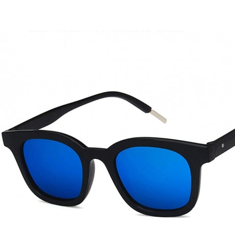 Square Unisex Sunglasses Fashion Bright Black Grey Drive Holiday Square Non-Polarized UV400 - Bright Black Blue Mercury - CP1...