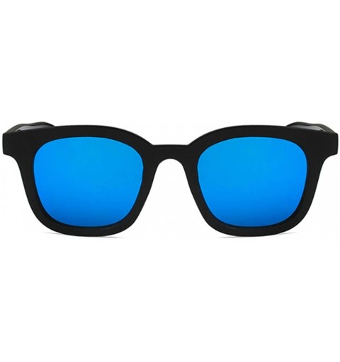 Square Unisex Sunglasses Fashion Bright Black Grey Drive Holiday Square Non-Polarized UV400 - Bright Black Blue Mercury - CP1...