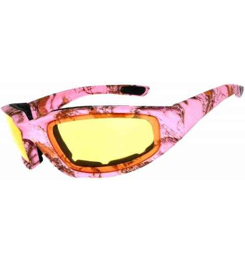Goggle 12 PCS Motorcycle Padded Foam Glasses Colored Lens Sunglasses Pink White Silver - 12-moto-camo-pink-yellow - C818CZHK2...
