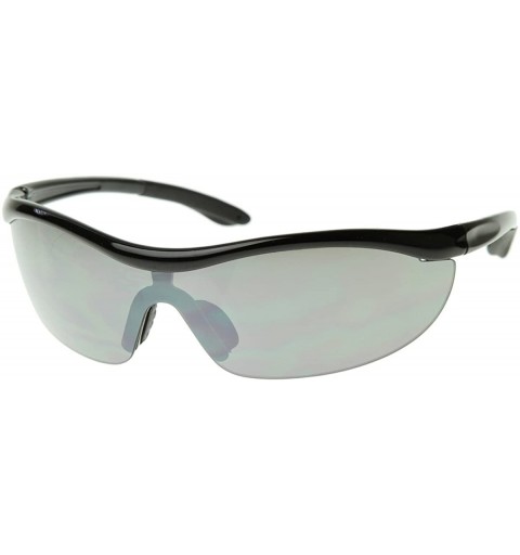 Shield Shatterproof Durable TR90 Half Jacket Shield Sports Sunglasses (Black Smoke) - C9116O2MB4X $29.81