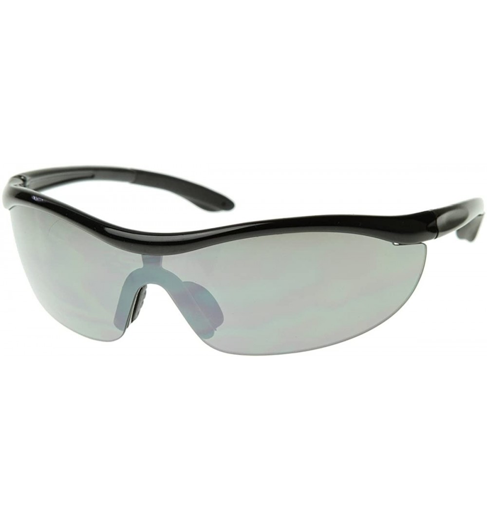 Shield Shatterproof Durable TR90 Half Jacket Shield Sports Sunglasses (Black Smoke) - C9116O2MB4X $15.09