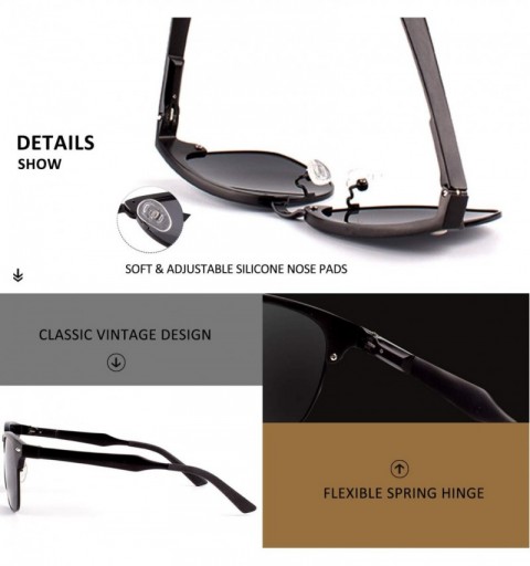 Sport Classic Polarized Semi Rimless Al-Mg Metal Alloy Sunglasses for Men Women - Simple Package+black Frame/Grey Lens - CM18...
