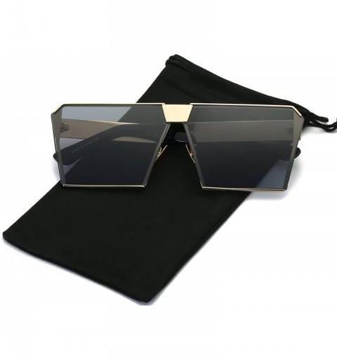 Square Unique Oversize Shield Vintage Square Sunglasses LK1705 - Gold/Gray - CP17YI440UT $12.01