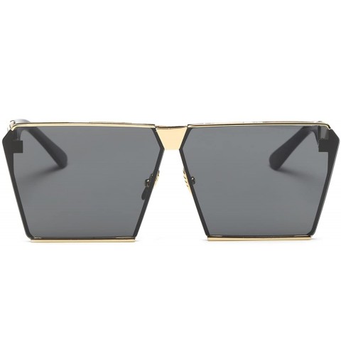 Square Unique Oversize Shield Vintage Square Sunglasses LK1705 - Gold/Gray - CP17YI440UT $29.70