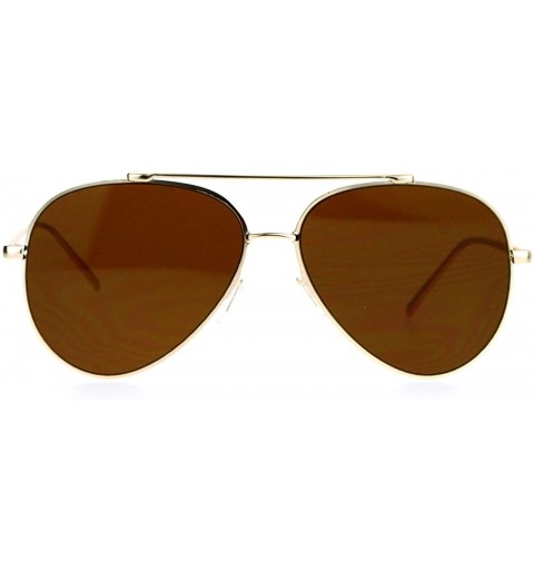 Aviator Super Flat Lens Aviator Sunglasses New Hipster Fashion Thin Metal Rim - Gold - CW12BPFG9I7 $9.12