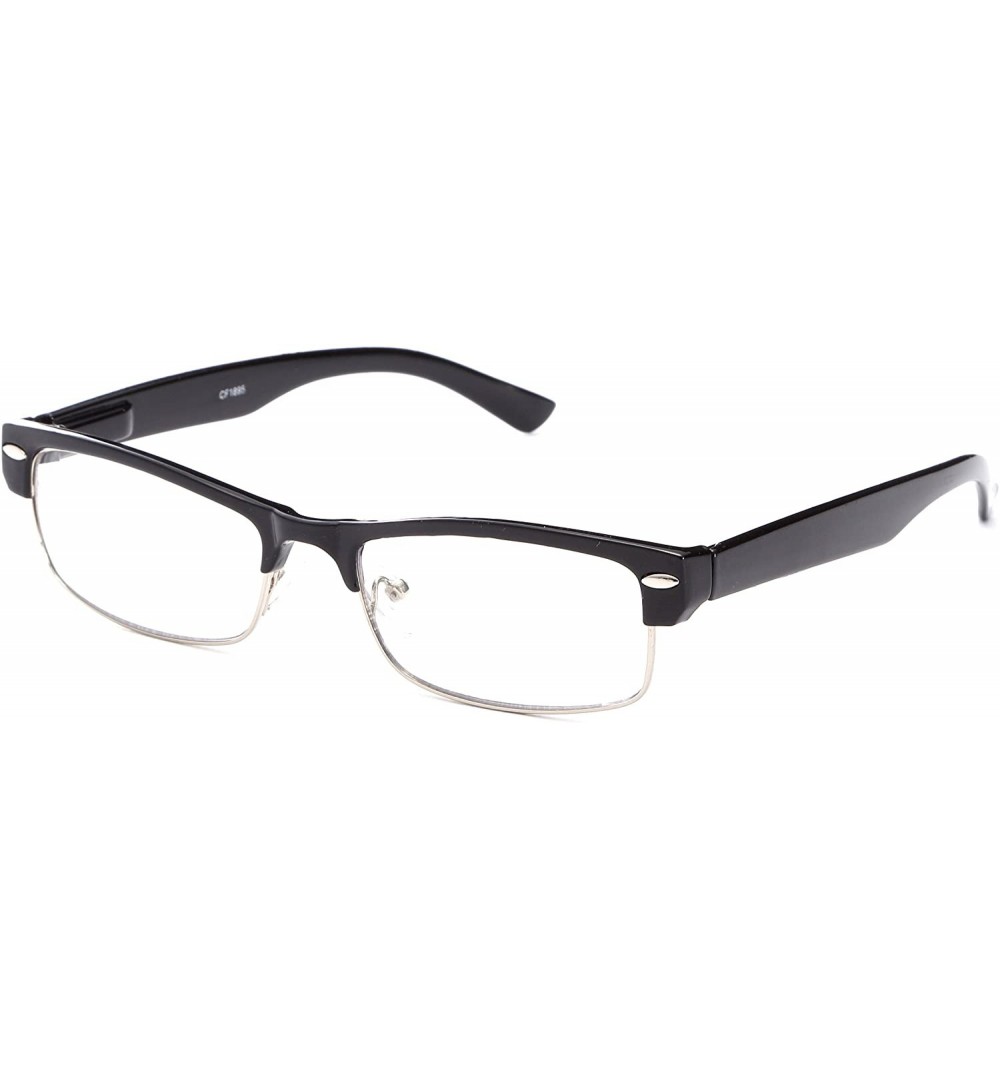 Wayfarer Unisex Classic Vintage Horn Rimmed Style Half Frame Clear Lens Eye Glasses for Men & Women - Black - CU11G6GT9BP $10.22