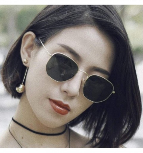 Oval Fashion Sunglasses Women Brand Designer Small Frame Polygon Clear Lens Men Vintage Sun Glasses N Metal - Gray - CZ19859T...