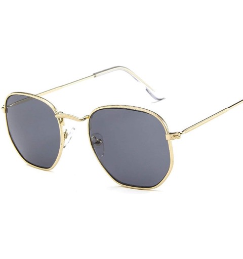 Oval Fashion Sunglasses Women Brand Designer Small Frame Polygon Clear Lens Men Vintage Sun Glasses N Metal - Gray - CZ19859T...