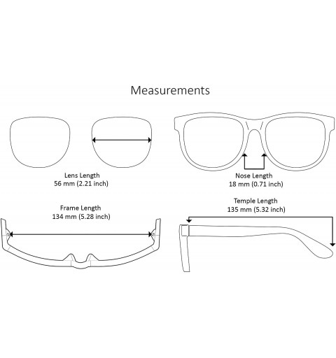 Wayfarer Horned Rim Sunglasses for Women Men Flat Top 541098-SD - Matte Black Frame/Green Lens - CD18ILUO400 $11.26