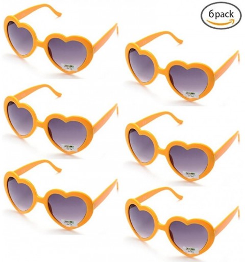 Rimless 6 Neon Colors Heart Shape Party Favors Sunglasses - Multi Packs - 6-pack Yellow - CW1832SZ0DQ $11.05