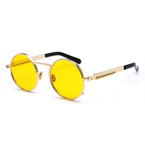 Oversized Clear Red Sunglasses Men Steampunk 2019 Metal Frame Retro Vintage Round Sun Glasses Women Black Uv400 - CW19859ARE9...