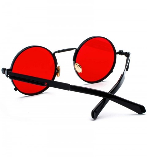 Oversized Clear Red Sunglasses Men Steampunk 2019 Metal Frame Retro Vintage Round Sun Glasses Women Black Uv400 - CW19859ARE9...