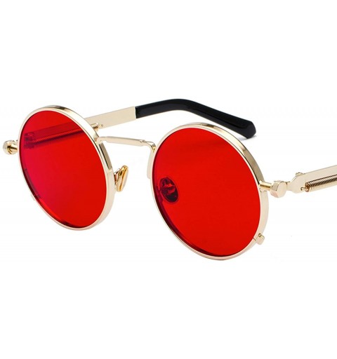 Oversized Clear Red Sunglasses Men Steampunk 2019 Metal Frame Retro Vintage Round Sun Glasses Women Black Uv400 - CW19859ARE9...