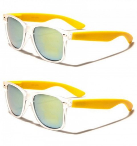 Wayfarer Unisex 80's Retro Classic Trendy Stylish Sunglasses for Men Women - Mtrv - Mirror Lens Yellow - 2pack - C5195GIXWUM ...