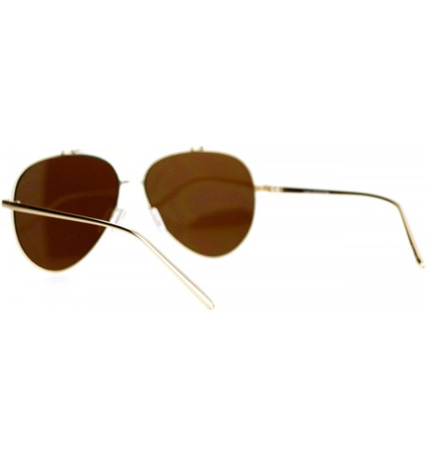 Aviator Super Flat Lens Aviator Sunglasses New Hipster Fashion Thin Metal Rim - Gold - CW12BPFG9I7 $9.12