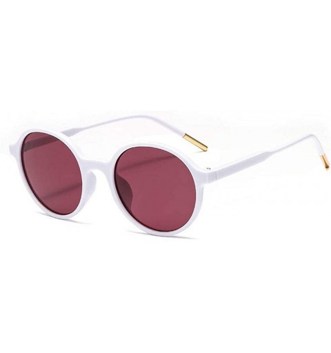 Round Women Fashion Eyewear Round Beach Sunglasses with Case UV400 Protection - Solid White Frame/Rose Lens - CK18WKLHTKE $11.14