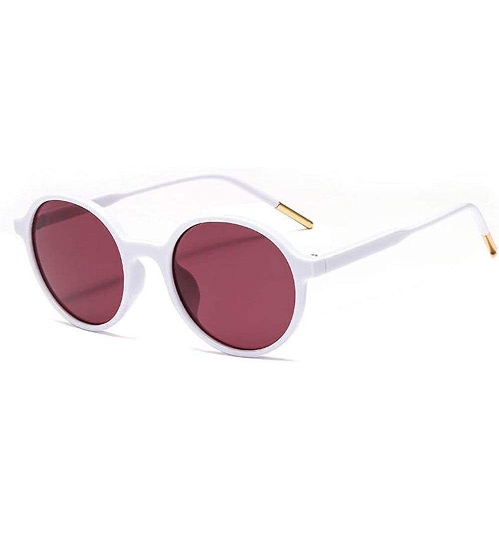 Round Women Fashion Eyewear Round Beach Sunglasses with Case UV400 Protection - Solid White Frame/Rose Lens - CK18WKLHTKE $11.14