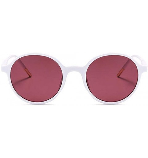 Round Women Fashion Eyewear Round Beach Sunglasses with Case UV400 Protection - Solid White Frame/Rose Lens - CK18WKLHTKE $11.14