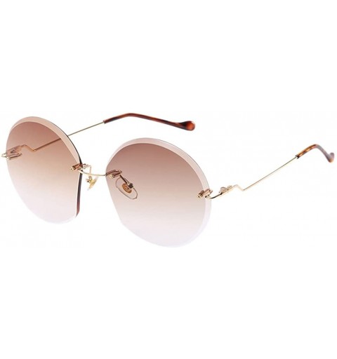 Round Fashion Ocean Color Eyeglasses Metal Frame Sunglasses for Women Round Retro - Brown - CR1808NAWU0 $16.41