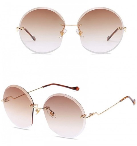 Round Fashion Ocean Color Eyeglasses Metal Frame Sunglasses for Women Round Retro - Brown - CR1808NAWU0 $16.41