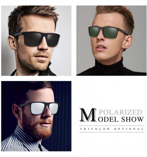 Oversized Classic Polarized Square Sunglasses for Men- Oversized Plastic Frame UV400 Protection Lenses - C918U8NX28X $8.62