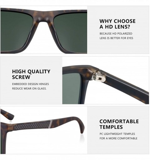 Oversized Classic Polarized Square Sunglasses for Men- Oversized Plastic Frame UV400 Protection Lenses - C918U8NX28X $8.62