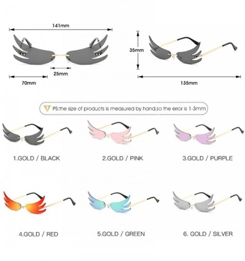 Oversized Sunglasses Fashion Flame Rimless Eyewear Small Face Wave Shape Glasses Vintage Mens Womens Sun Glasses Party Gift -...