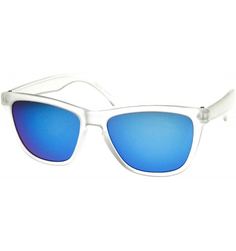 Sport Action Sports Color Mirror Lens Modified Horn Rimmed Sunglasses (Frost Ice) - CV11DHWO2QN $21.65