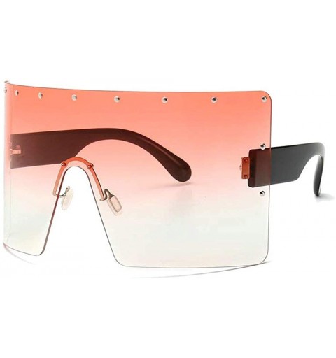 Square Men New Large Frame Rivets Sunglasses Fashion Windproof Women Sun Glasses Anti-peeping glasses - C218TDXICKC $13.95