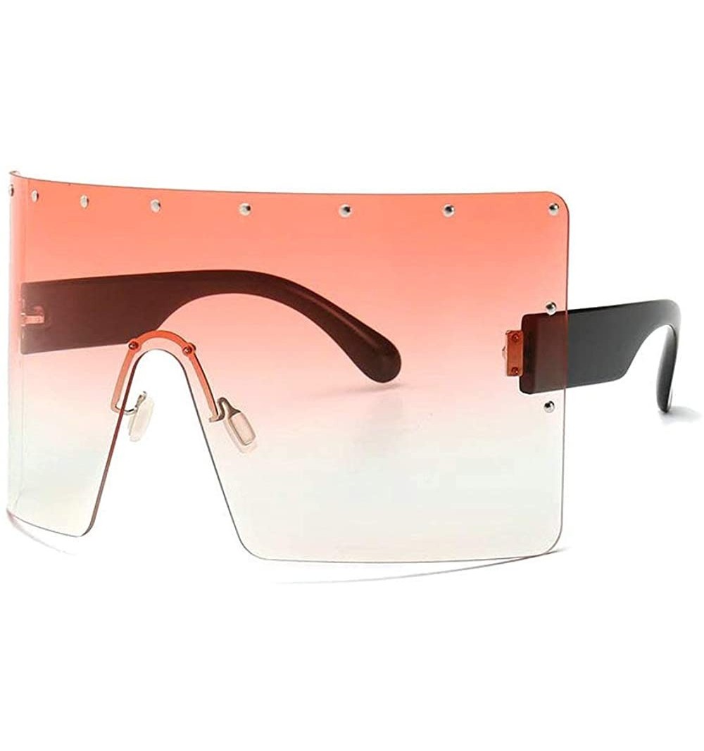 Square Men New Large Frame Rivets Sunglasses Fashion Windproof Women Sun Glasses Anti-peeping glasses - C218TDXICKC $13.95
