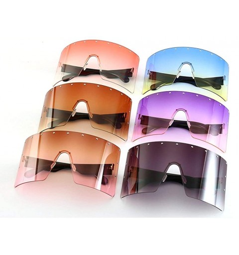 Square Men New Large Frame Rivets Sunglasses Fashion Windproof Women Sun Glasses Anti-peeping glasses - C218TDXICKC $13.95
