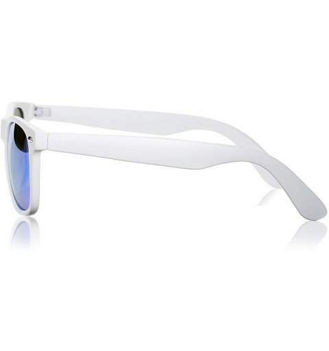 Wayfarer Classic Polarized Sunglasses Unisex Square Horn Rimmed Design - A8 White/Blue Mirrored - CW18S2I8NCC $10.55