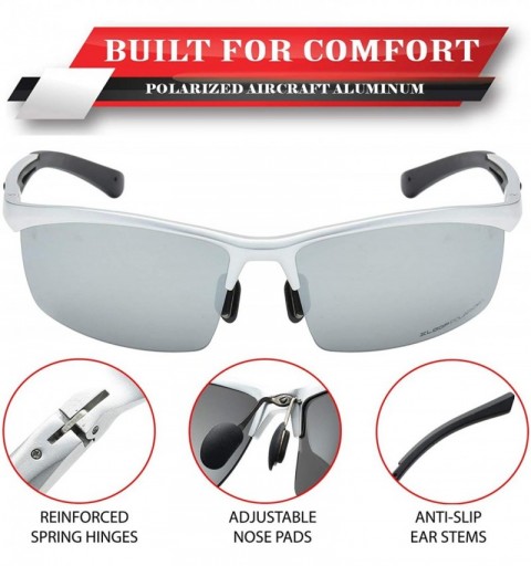 Semi-rimless Polarized Rectangular Al-Mg Metal Semi Rimless Fishing Sunglasses For Men - Nickle Silver - Polarized Ice Tech -...