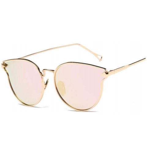 Cat Eye Oversize Sunglasses Women Cat Eye Sunglasses Fashion Design Mirror Lens Sun Glasses UV400 - Pink - C718TH34LDH $27.27